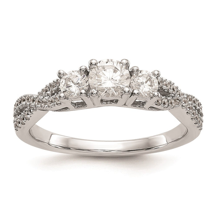 Buy Stylish 14K White Gold 3-Stone Engagement Ring - 4.5mm Center, Discounted Price-1