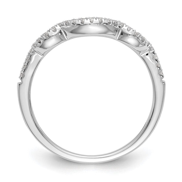 14K White Gold 1/8 Carat Diamond Contoured Wedding Band