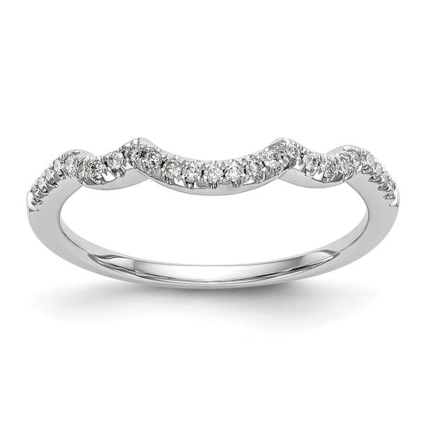 14K White Gold 1/8 Carat Diamond Contoured Wedding Band