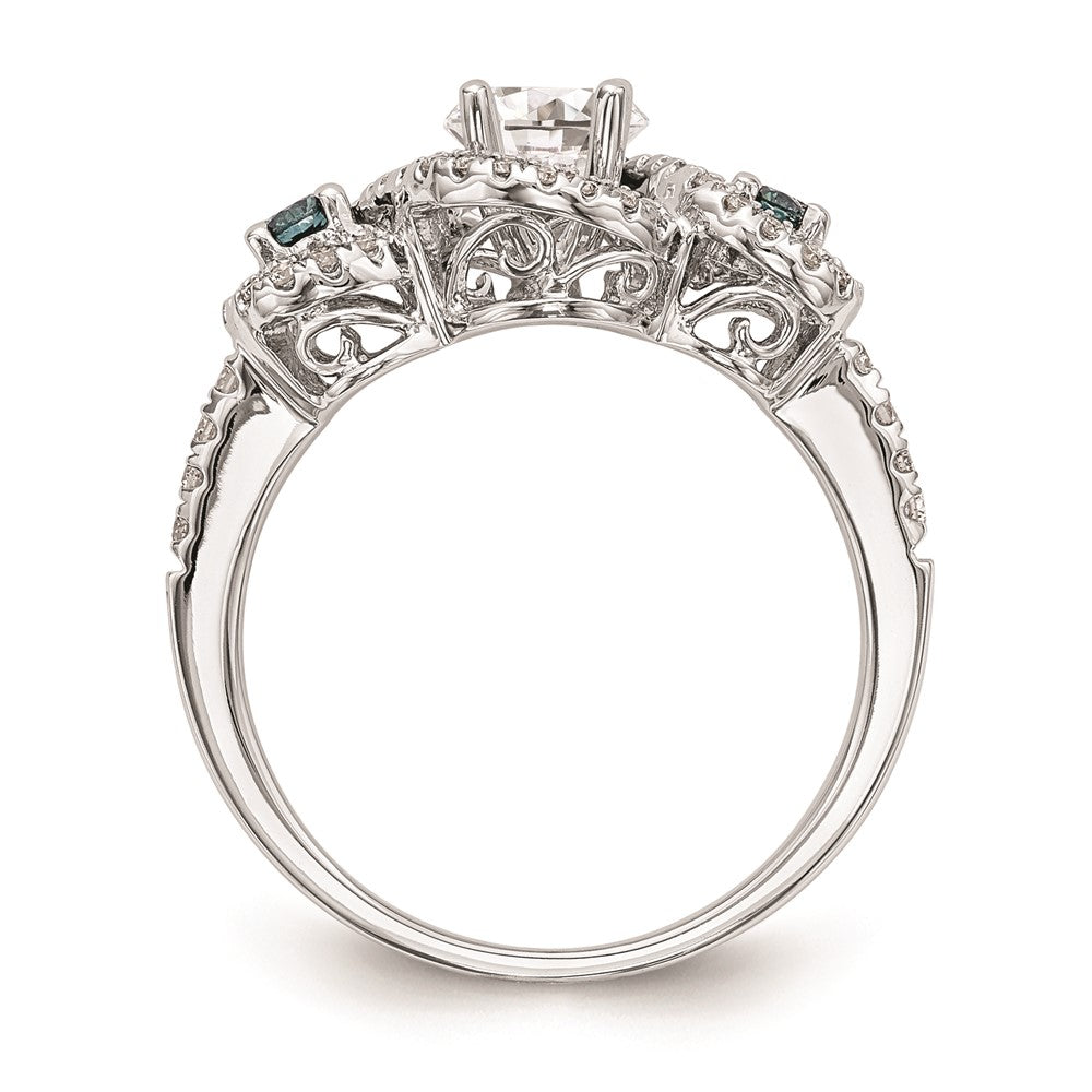 Buy Exclusive 14K White Gold Engagement Ring with Blue Diamonds & Sapphires
