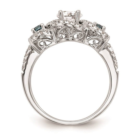 Buy Exclusive 14K White Gold Engagement Ring with Blue Diamonds & Sapphires