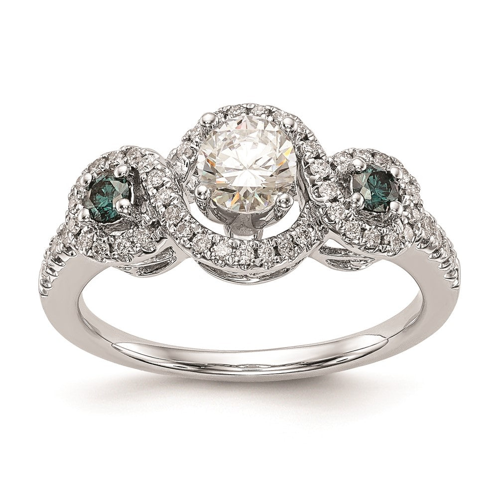 Buy Exclusive 14K White Gold Engagement Ring with Blue Diamonds & Sapphires