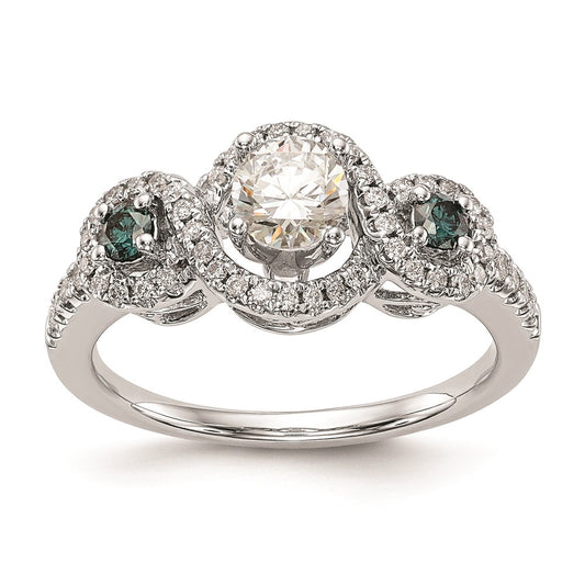 Buy Exclusive 14K White Gold Engagement Ring with Blue Diamonds & Sapphires