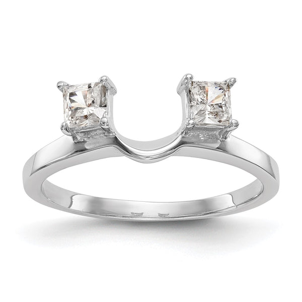 14K White Gold Full Wrap Ring with 1/2 Carat Princess Cut Diamond