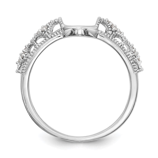 14K White Gold Filigree Diamond Wrap Ring, 1/10 Carat