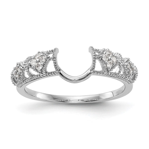 14K White Gold Filigree Diamond Wrap Ring, 1/10 Carat