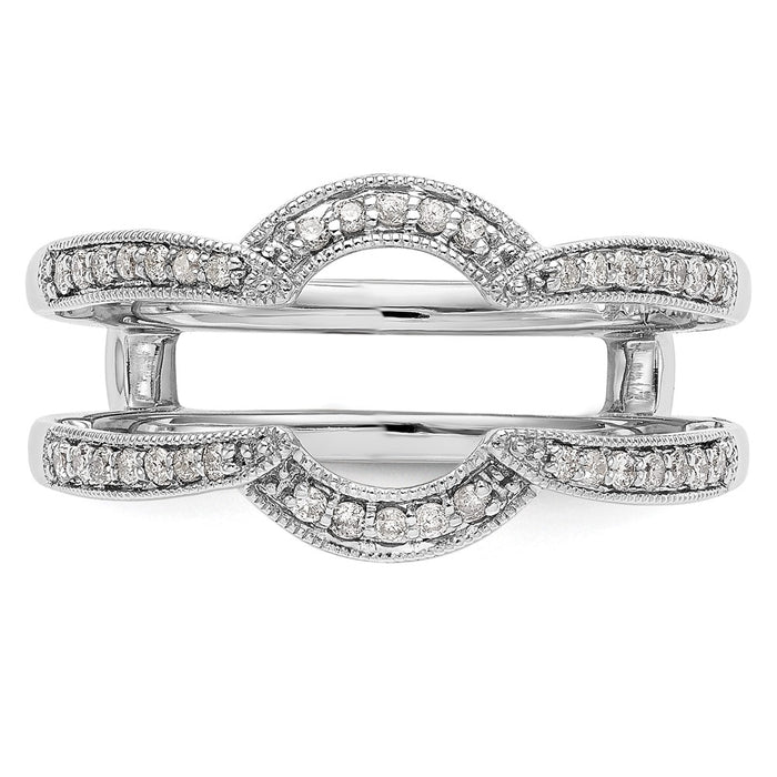 High-Quality 14K White Gold Diamond Ring Guard - 1/5 Carat, Stylish Value!-4