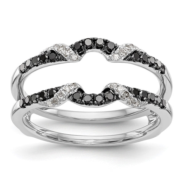 14K White Gold Ring Guard with 1/3 Carat Black & White Diamonds