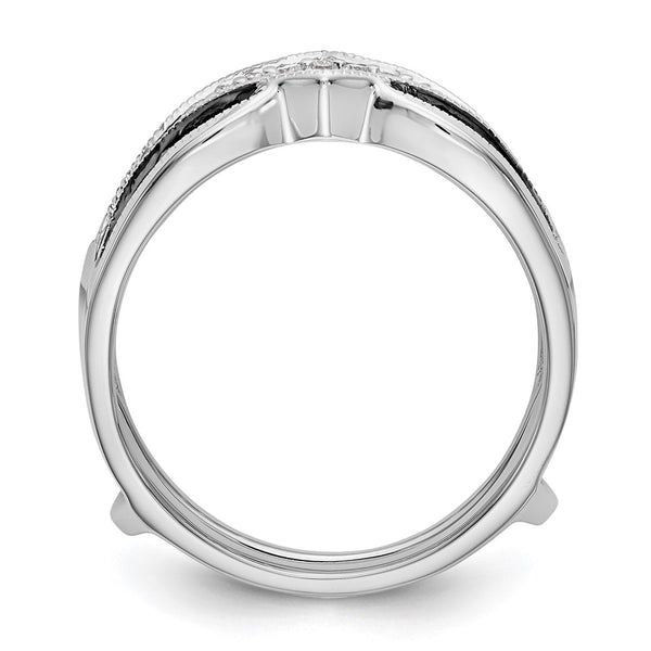 14K White Gold 3/4 Carat Black & White Diamond Ring Guard