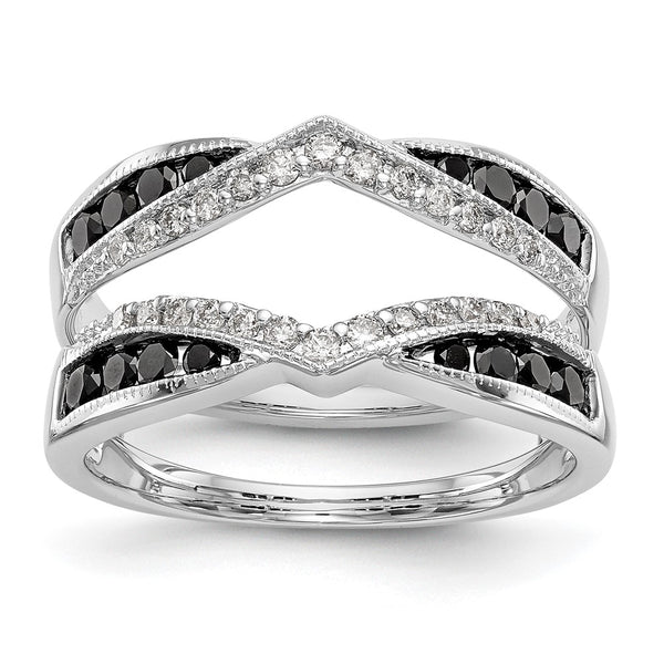 14K White Gold 3/4 Carat Black & White Diamond Ring Guard