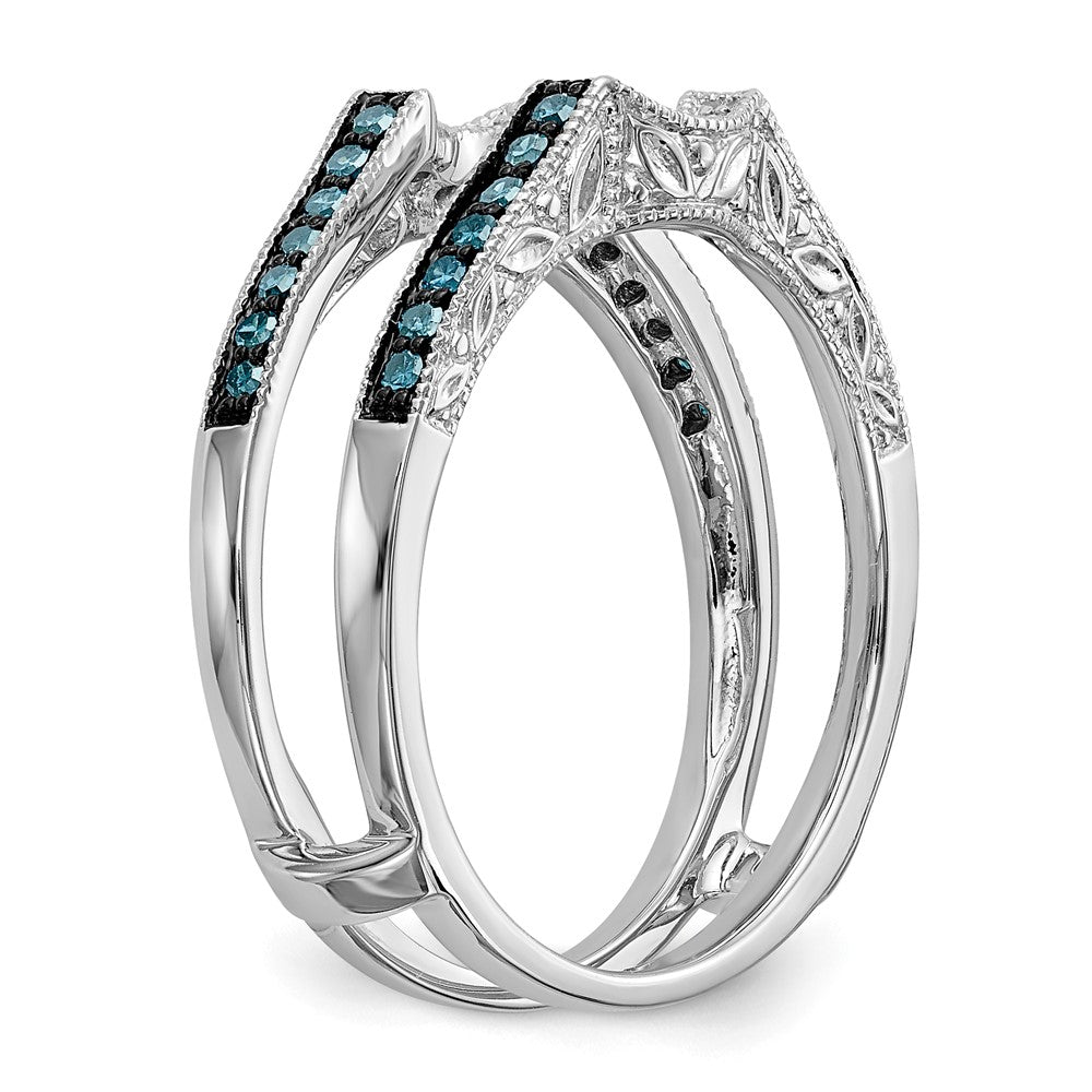 Buy Stylish 14K White Gold Ring Guard - 1/4 Carat Blue & White Diamonds