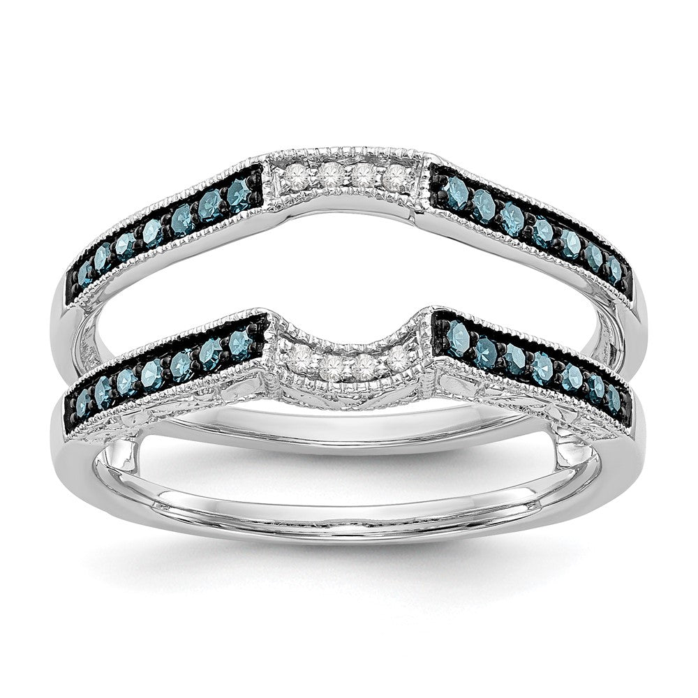 Buy Stylish 14K White Gold Ring Guard - 1/4 Carat Blue & White Diamonds