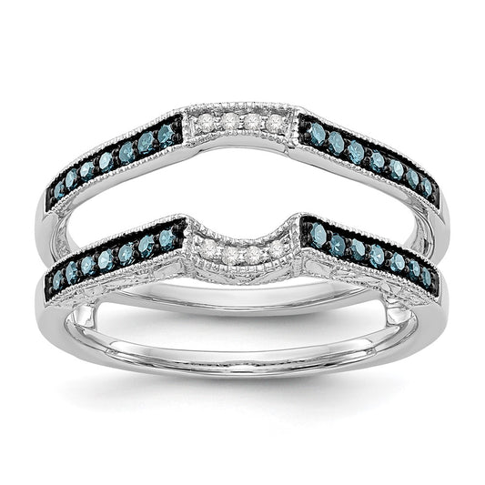 Buy Stylish 14K White Gold Ring Guard - 1/4 Carat Blue & White Diamonds