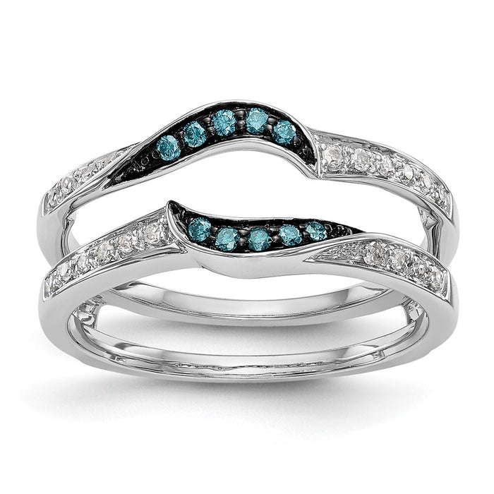 Buy 14K White Gold 1/5 Carat Blue & White Diamond Ring Guard - Luxury Design-1