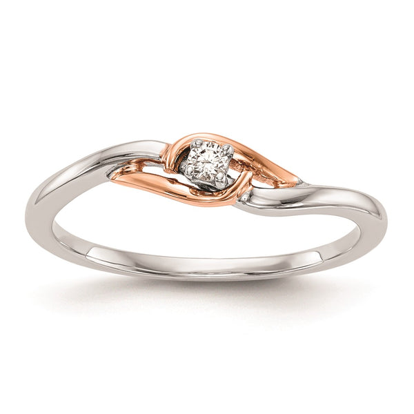 14K White & Rose Gold Engagement Ring - 1/20 Carat Diamond