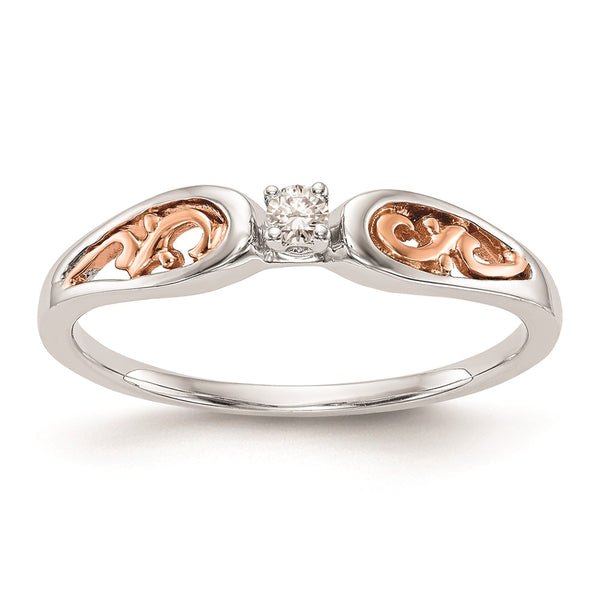 14K White & Rose Gold Engagement Ring with 1/20 Carat Diamond