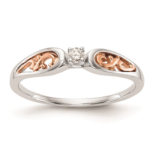 Exclusive 14K White & Rose Gold Engagement Ring with 1/20 Carat Diamond - Stylish Value