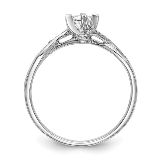 High-Quality 14K White Gold Bypass Engagement Ring - 1/4 Carat Round Diamond
