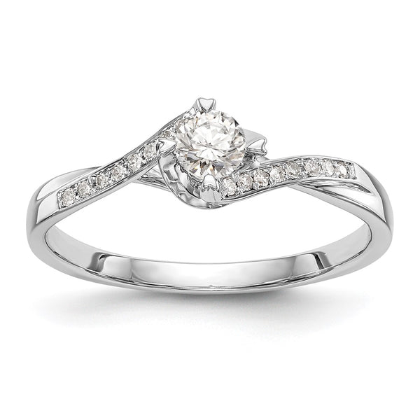 High-Quality 14K White Gold Bypass Engagement Ring - 1/4 Carat Round Diamond