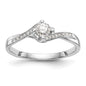 High-Quality 14K White Gold Bypass Engagement Ring - 1/4 Carat Round Diamond-1