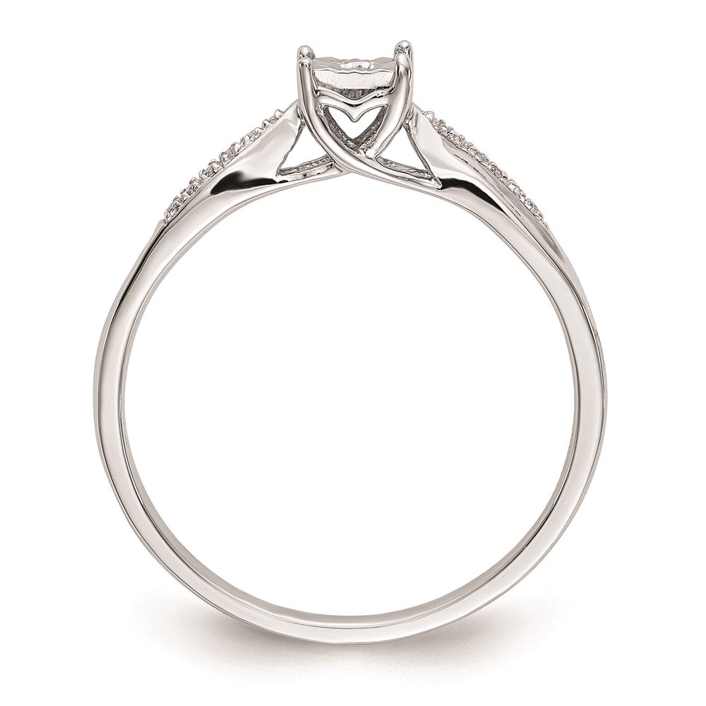 Exclusive 10K White Gold Square Illusion Engagement Ring - 1/20 Carat Diamond Accent, Affordable Luxury