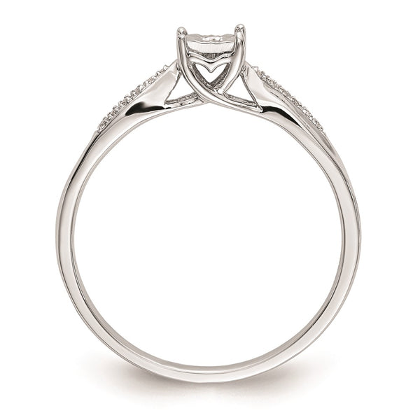 10K White Gold Square Illusion Engagement Ring - 1/20 Carat Diamond Accent
