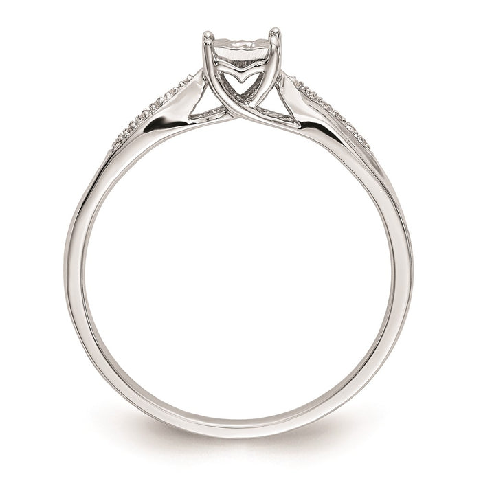 Exclusive 10K White Gold Square Illusion Engagement Ring - 1/20 Carat Diamond Accent, Affordable Luxury-2