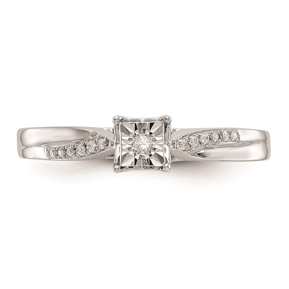 Exclusive 10K White Gold Square Illusion Engagement Ring - 1/20 Carat Diamond Accent, Affordable Luxury