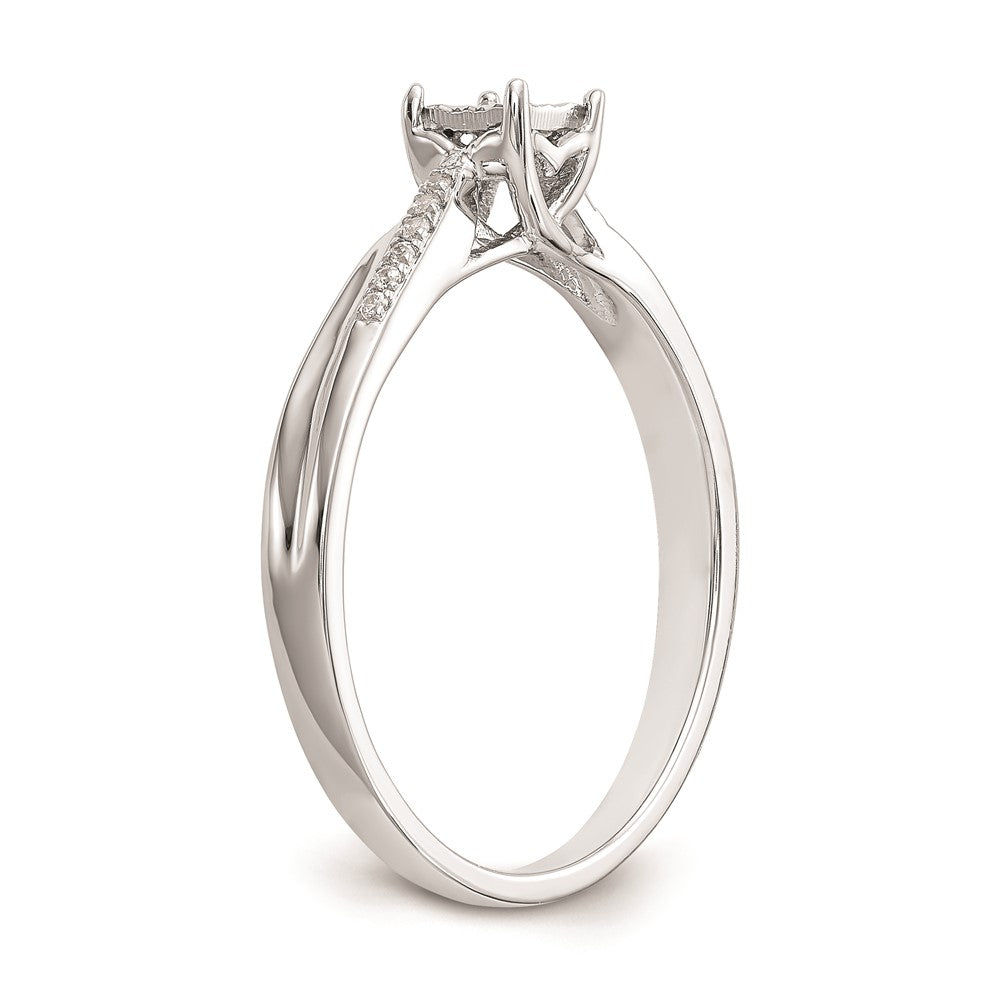 Exclusive 10K White Gold Square Illusion Engagement Ring - 1/20 Carat Diamond Accent, Affordable Luxury