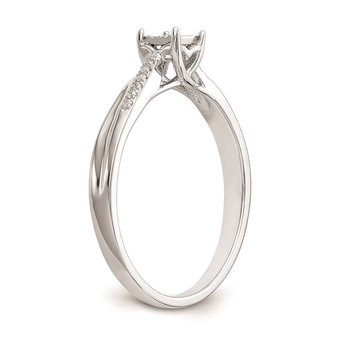 Exclusive 10K White Gold Square Illusion Engagement Ring - 1/20 Carat Diamond Accent, Affordable Luxury-6