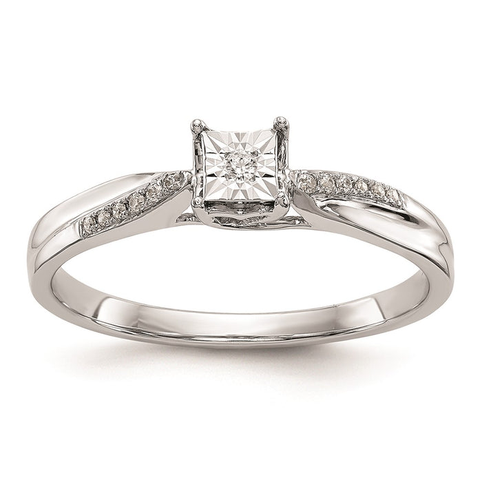 Exclusive 10K White Gold Square Illusion Engagement Ring - 1/20 Carat Diamond Accent, Affordable Luxury-1