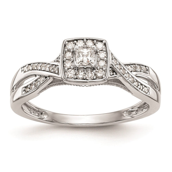 14K White Gold Criss-Cross Engagement Ring - 1/3 Carat Diamond