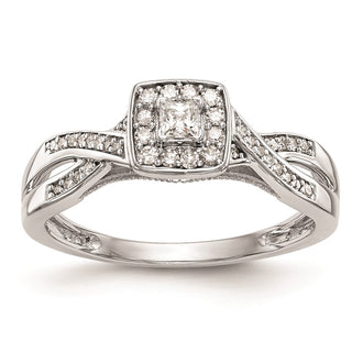 High-Quality 14K White Gold Criss-Cross Engagement Ring | 1/3 Carat Diamond Value