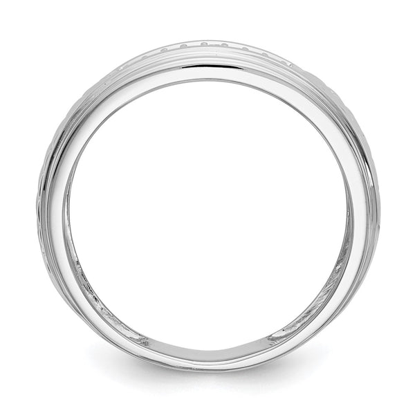 14K White Gold Men's Wedding Band with 1/8 Carat Diamond Trio - Style GR1-1035367
