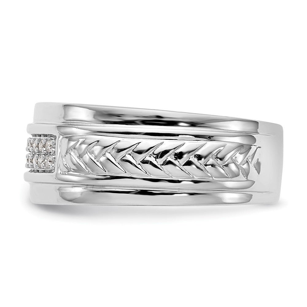 Buy Stylish 14K White Gold Men's Wedding Band with 1/8 Carat Diamond Trio