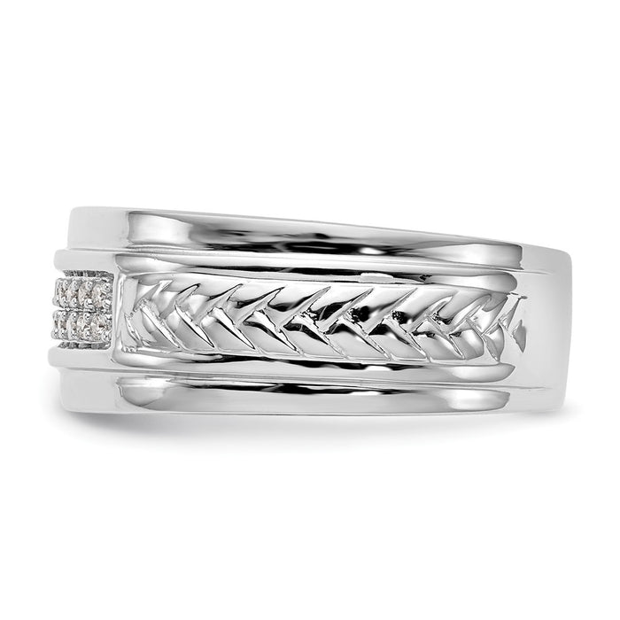 Buy Stylish 14K White Gold Men's Wedding Band with 1/8 Carat Diamond Trio-3