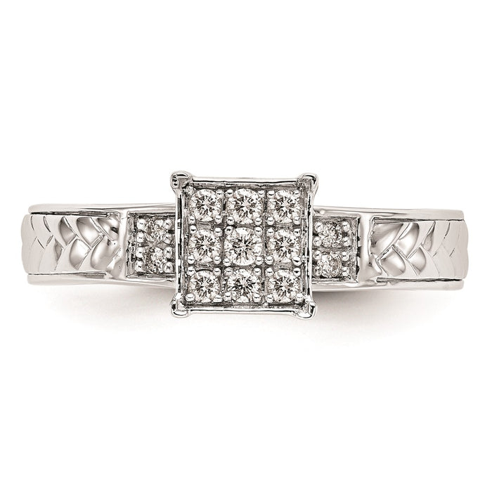Buy Stylish 10K White Gold Diamond Trio Engagement Ring, 1/6 Carat Cluster-4