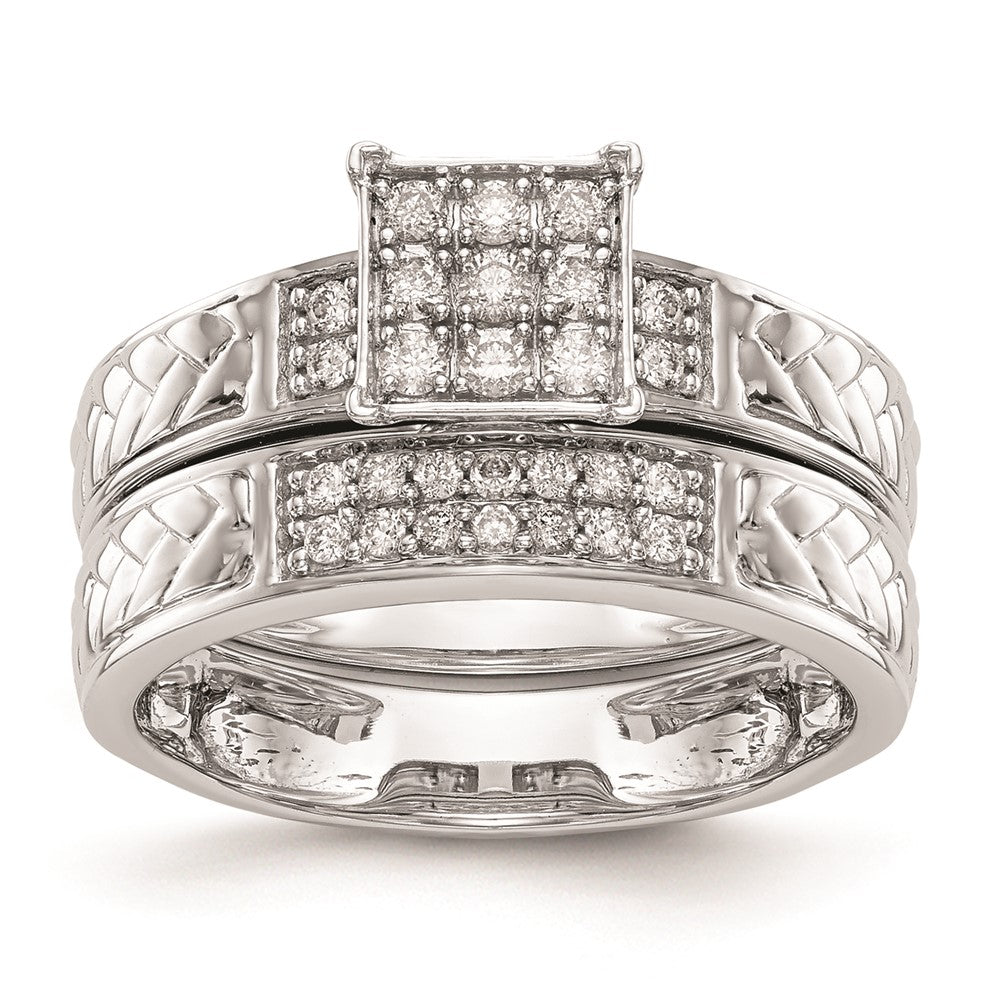 Buy Stylish 10K White Gold Diamond Trio Engagement Ring, 1/6 Carat Cluster