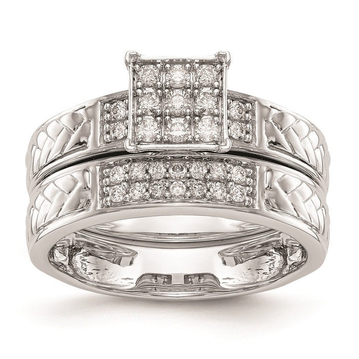 Buy Stylish 10K White Gold Diamond Trio Engagement Ring, 1/6 Carat Cluster-6