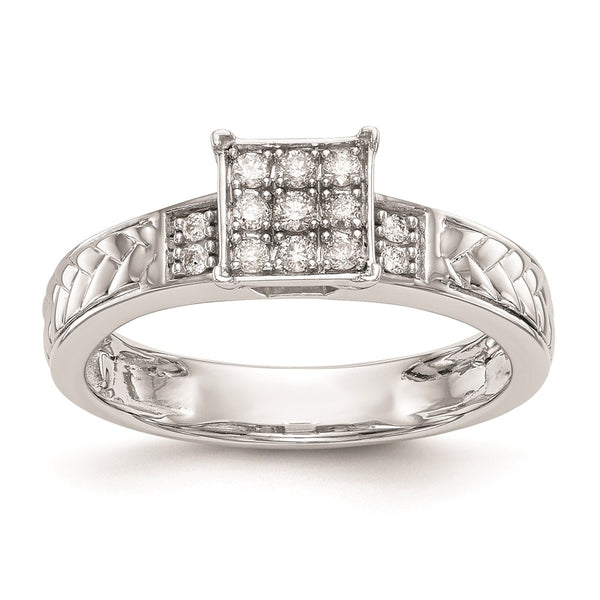 Buy Stylish 10K White Gold Diamond Trio Engagement Ring, 1/6 Carat Cluster