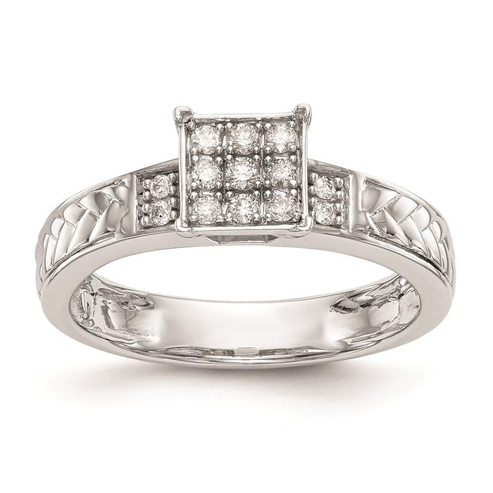 Exclusive 14K White Gold Diamond Engagement Ring - 1/6 Carat Cluster, Stylish Design-1