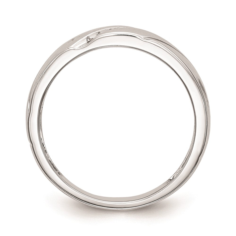 Exclusive 10K White Gold Men's Wedding Band with 0.03ct Diamond Trio - Stylish Value!