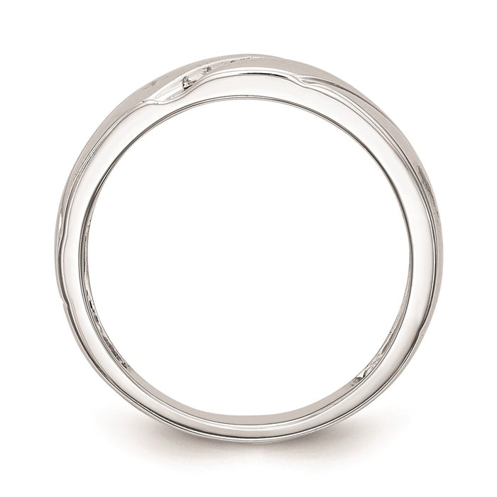 Exclusive 10K White Gold Men's Wedding Band with 0.03ct Diamond Trio - Stylish Value!-2
