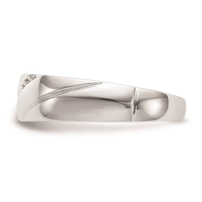Exclusive 10K White Gold Men's Wedding Band with 0.03ct Diamond Trio - Stylish Value!-3