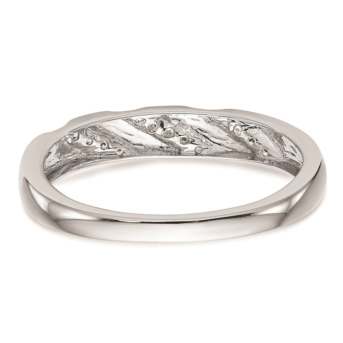 Exclusive 10K White Gold Men's Wedding Band with 0.03ct Diamond Trio - Stylish Value!-5