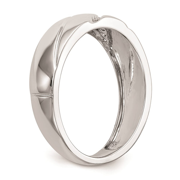 Exclusive 10K White Gold Men's Wedding Band with 0.03ct Diamond Trio - Stylish Value!-6