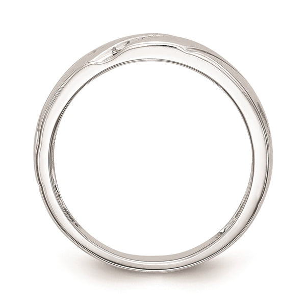 14K White Gold Men's Wedding Band with 0.03 Carat Diamonds