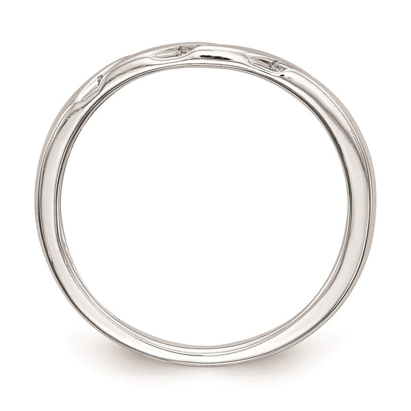10K White Gold Diamond Trio Wedding Band - 1/20 Carat