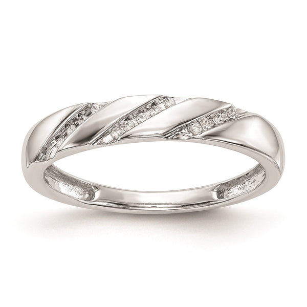 10K White Gold Diamond Trio Wedding Band - 1/20 Carat