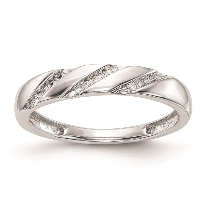 Buy Stylish 10K White Gold Diamond Trio Wedding Band - 1/20 Carat Value!-1